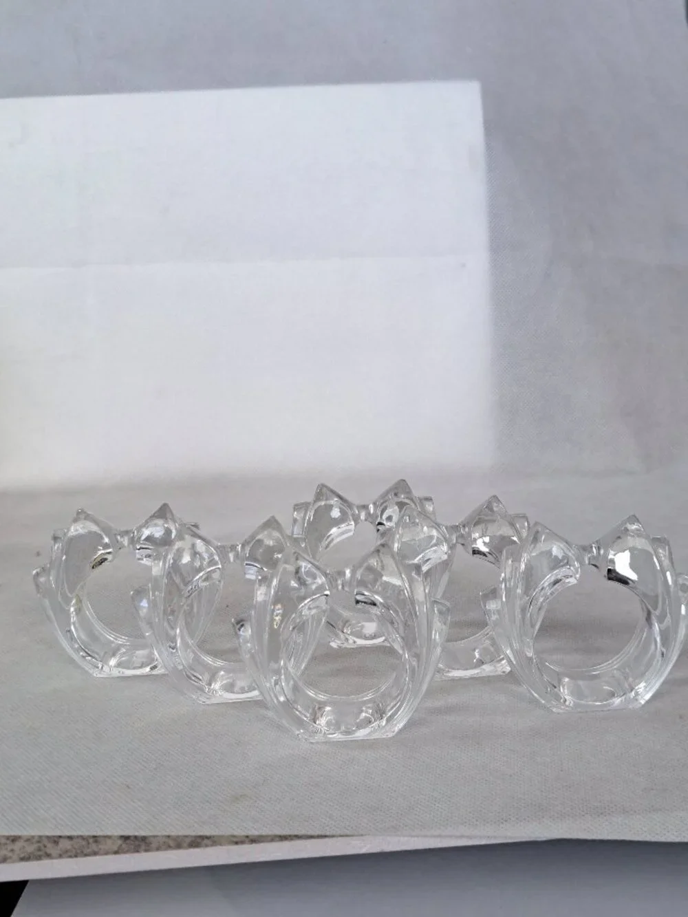 SPIEGELAU BELL’ARTE COLLECTION CRYSTAL BOW/BOWTIE MOTIF SIX MAPKIN RINGS NIB